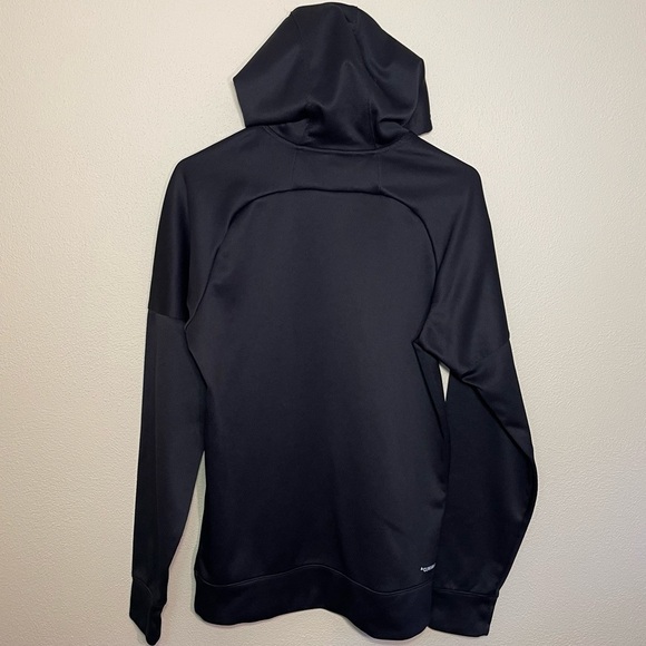 Adidas Black Hoodie With Large White Logo Pullover Sweatshirt Raglan Sleeves - Picture 6 of 16